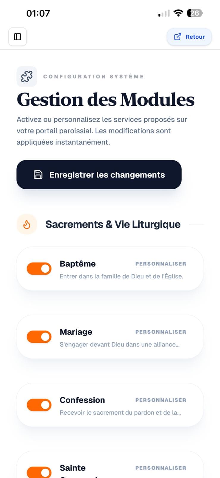 Gestion des services paroissiaux